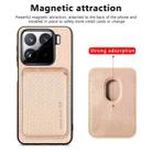 For Xiaomi 15 Carbon Fiber Leather Card Magnetic Phone Case(Khaki) - 2