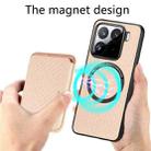 For Xiaomi 15 Carbon Fiber Leather Card Magnetic Phone Case(Khaki) - 3