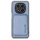 For Xiaomi Redmi Note 14 5G Carbon Fiber Leather Card Magnetic Phone Case(Blue) - 1