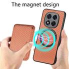 For Xiaomi Redmi Note 14 5G Carbon Fiber Leather Card Magnetic Phone Case(Brown) - 3