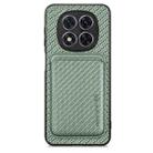 For Xiaomi Redmi Note 14 5G Carbon Fiber Leather Card Magnetic Phone Case(Green) - 1