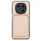 For Xiaomi Redmi Note 14 5G Carbon Fiber Leather Card Magnetic Phone Case(Khaki) - 1