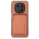 For Xiaomi Redmi Note 14 Pro+ 5G Carbon Fiber Leather Card Magnetic Phone Case(Brown) - 1