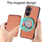 For Redmi Turbo 4 Carbon Fiber Leather Card Magnetic Phone Case(Brown) - 3