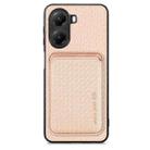 For Redmi Turbo 4 Carbon Fiber Leather Card Magnetic Phone Case(Khaki) - 1