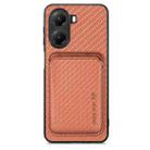 For Xiaomi Poco X7 Pro Carbon Fiber Leather Card Magnetic Phone Case(Brown) - 1