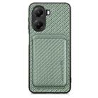 For Xiaomi Poco X7 Pro Carbon Fiber Leather Card Magnetic Phone Case(Green) - 1