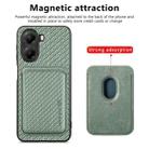 For Xiaomi Poco X7 Pro Carbon Fiber Leather Card Magnetic Phone Case(Green) - 2