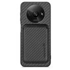 For Redmi A3 Carbon Fiber Leather Card Magnetic Phone Case(Black) - 1
