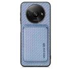 For Redmi A3 Carbon Fiber Leather Card Magnetic Phone Case(Blue) - 1