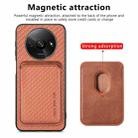 For Redmi A3 Carbon Fiber Leather Card Magnetic Phone Case(Brown) - 2