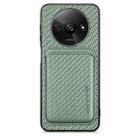 For Redmi A3 Carbon Fiber Leather Card Magnetic Phone Case(Green) - 1