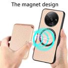 For Redmi A3 Carbon Fiber Leather Card Magnetic Phone Case(Khaki) - 3