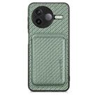 For Redmi K80 / Poco F7 Pro Carbon Fiber Leather Card Magnetic Phone Case(Green) - 1
