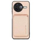 For Redmi K80 / Poco F7 Pro Carbon Fiber Leather Card Magnetic Phone Case(Khaki) - 1