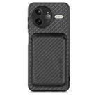 For Redmi K80 Pro / Poco F7 Ultra Carbon Fiber Leather Card Magnetic Phone Case(Black) - 1