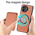For Redmi K80 Pro / Poco F7 Ultra Carbon Fiber Leather Card Magnetic Phone Case(Brown) - 3