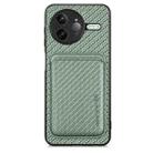 For Redmi K80 Pro / Poco F7 Ultra Carbon Fiber Leather Card Magnetic Phone Case(Green) - 1
