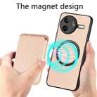 For Redmi K80 Pro / Poco F7 Ultra Carbon Fiber Leather Card Magnetic Phone Case(Khaki) - 3