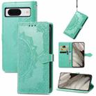 For Google Pixel 8 Mandala Flower Embossed Leather Phone Case(Green) - 1