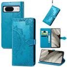 For Google Pixel 8 Mandala Flower Embossed Leather Phone Case(Blue) - 1