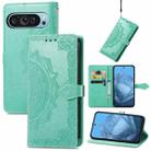 For Google Pixel 9 Mandala Flower Embossed Leather Phone Case(Green) - 1