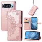 For Google Pixel 9 Mandala Flower Embossed Leather Phone Case(Rose Gold) - 1