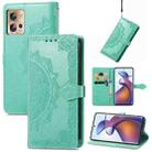 For Motorola Moto Edge 30 Fusion Mandala Flower Embossed Leather Phone Case(Green) - 1