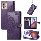 For Motorola Moto Edge 30 Fusion Mandala Flower Embossed Leather Phone Case(Purple) - 1