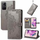 For Xiaomi Redmi Note 12S Mandala Flower Embossed Leather Phone Case(Gray) - 1