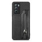For vivo T1 Carbon Fiber Horizontal Flip Zipper Wallet Phone Case(Black) - 1