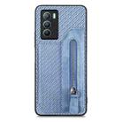 For vivo T1 Carbon Fiber Horizontal Flip Zipper Wallet Phone Case(Blue) - 1