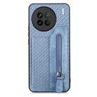 For vivo X90 Carbon Fiber Horizontal Flip Zipper Wallet Phone Case(Blue) - 1