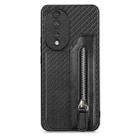 For Honor 80 Carbon Fiber Horizontal Flip Zipper Wallet Phone Case(Black) - 1