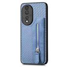 For Honor 80 Carbon Fiber Horizontal Flip Zipper Wallet Phone Case(Blue) - 2