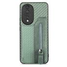 For Honor 80 Carbon Fiber Horizontal Flip Zipper Wallet Phone Case(Green) - 1