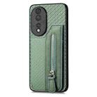 For Honor 80 Carbon Fiber Horizontal Flip Zipper Wallet Phone Case(Green) - 2
