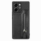 For Honor 80 SE Carbon Fiber Horizontal Flip Zipper Wallet Phone Case(Black) - 1