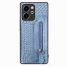 For Honor 80 SE Carbon Fiber Horizontal Flip Zipper Wallet Phone Case(Blue) - 1