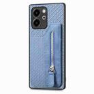 For Honor 80 SE Carbon Fiber Horizontal Flip Zipper Wallet Phone Case(Blue) - 2
