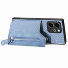 For Honor 80 SE Carbon Fiber Horizontal Flip Zipper Wallet Phone Case(Blue) - 3