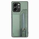 For Honor 80 SE Carbon Fiber Horizontal Flip Zipper Wallet Phone Case(Green) - 1