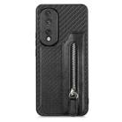 For Honor 80 Pro Carbon Fiber Horizontal Flip Zipper Wallet Phone Case(Black) - 1