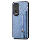 For Honor 80 Pro Carbon Fiber Horizontal Flip Zipper Wallet Phone Case(Blue) - 2