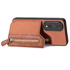 For Honor 80 Pro Carbon Fiber Horizontal Flip Zipper Wallet Phone Case(Brown) - 3