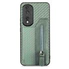 For Honor 80 Pro Carbon Fiber Horizontal Flip Zipper Wallet Phone Case(Green) - 1