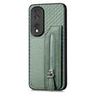 For Honor 80 Pro Carbon Fiber Horizontal Flip Zipper Wallet Phone Case(Green) - 2