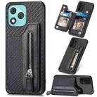 For Honor 400 Lite Global Carbon Fiber Horizontal Flip Zipper Wallet Phone Case(Black) - 1