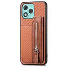 For Honor 400 Lite Global Carbon Fiber Horizontal Flip Zipper Wallet Phone Case(Brown) - 2