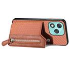 For Honor 400 Lite Global Carbon Fiber Horizontal Flip Zipper Wallet Phone Case(Brown) - 3